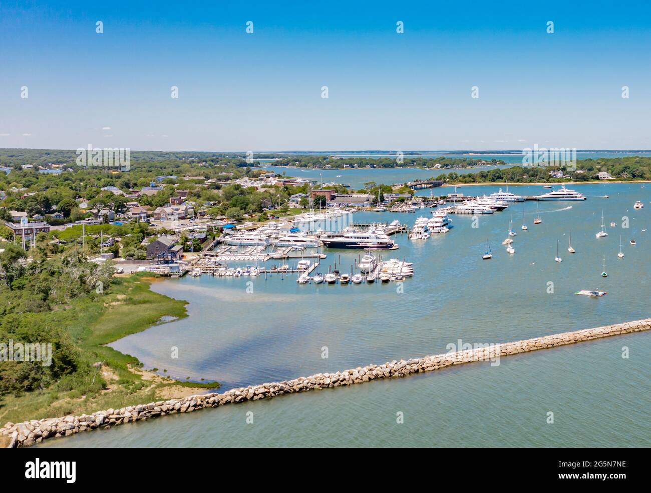 Luftaufnahme von Sag Harbor, NY Stockfoto