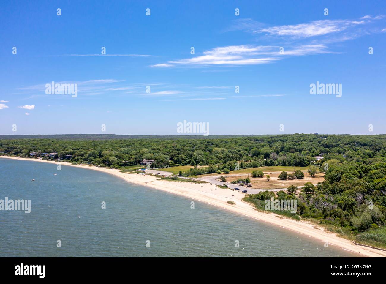 Luftaufnahme von Havens Beach, Sag Harbor, NY Stockfoto