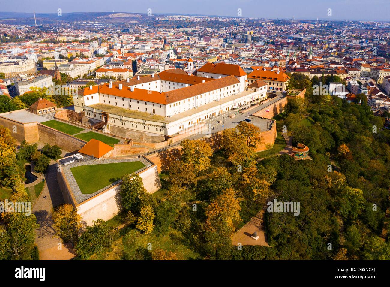 Blick über die mittelalterliche Burg Spilberk. Stadt Brünn. Südmährische Region Stockfoto