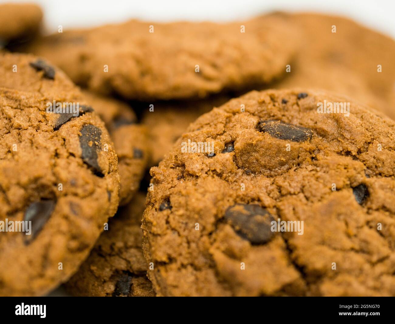 Nahaufnahme des Hintergrunds der Stapelkeks. Stockfoto