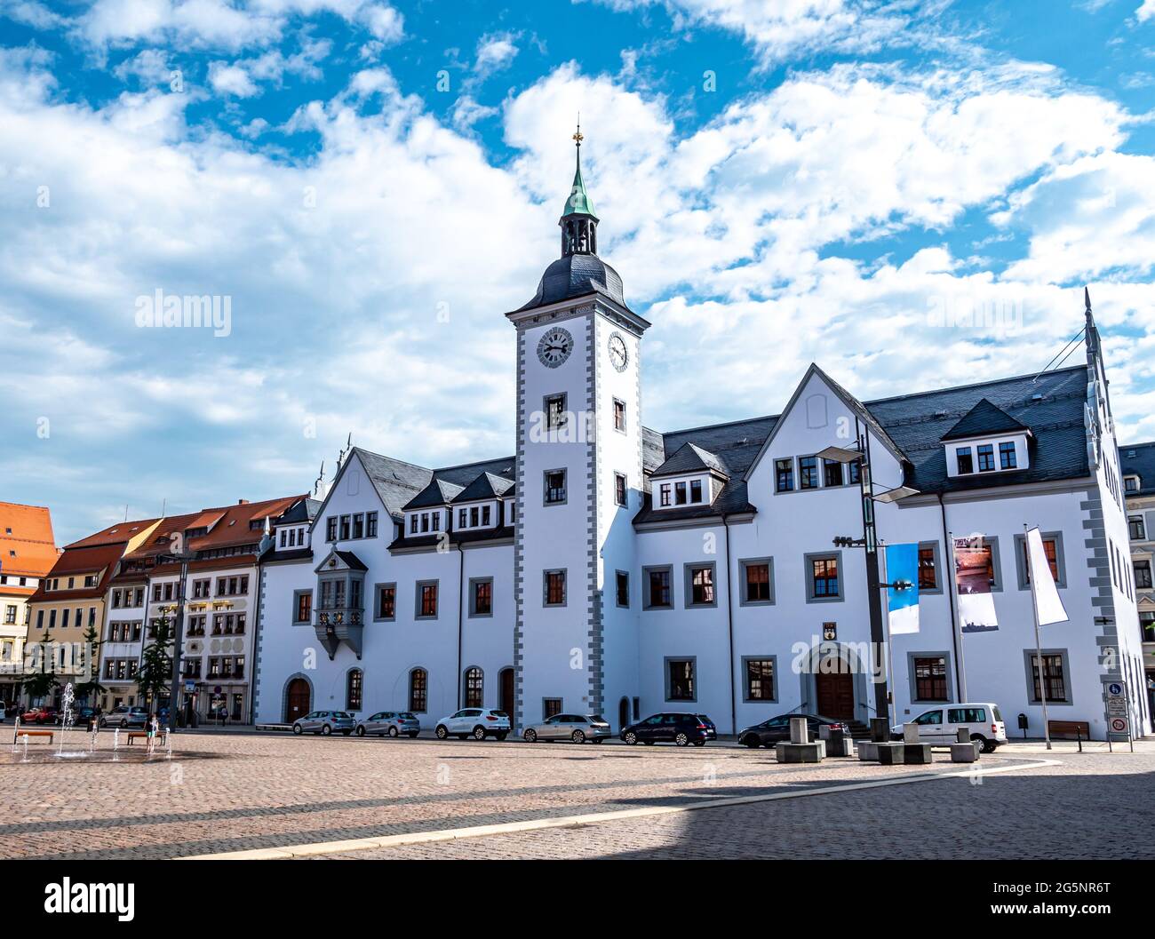 Rathaus von Freiberg in Mittelsachsen Stockfoto