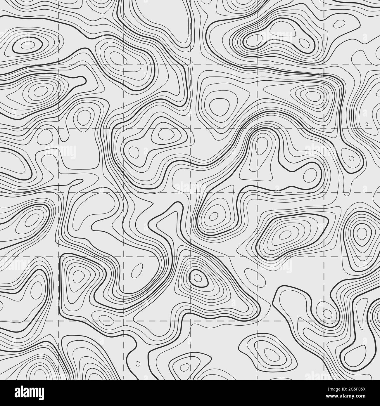 Topografische Karte auf weißem Hintergrund. Vektorraster-Karte. Stock Vektor