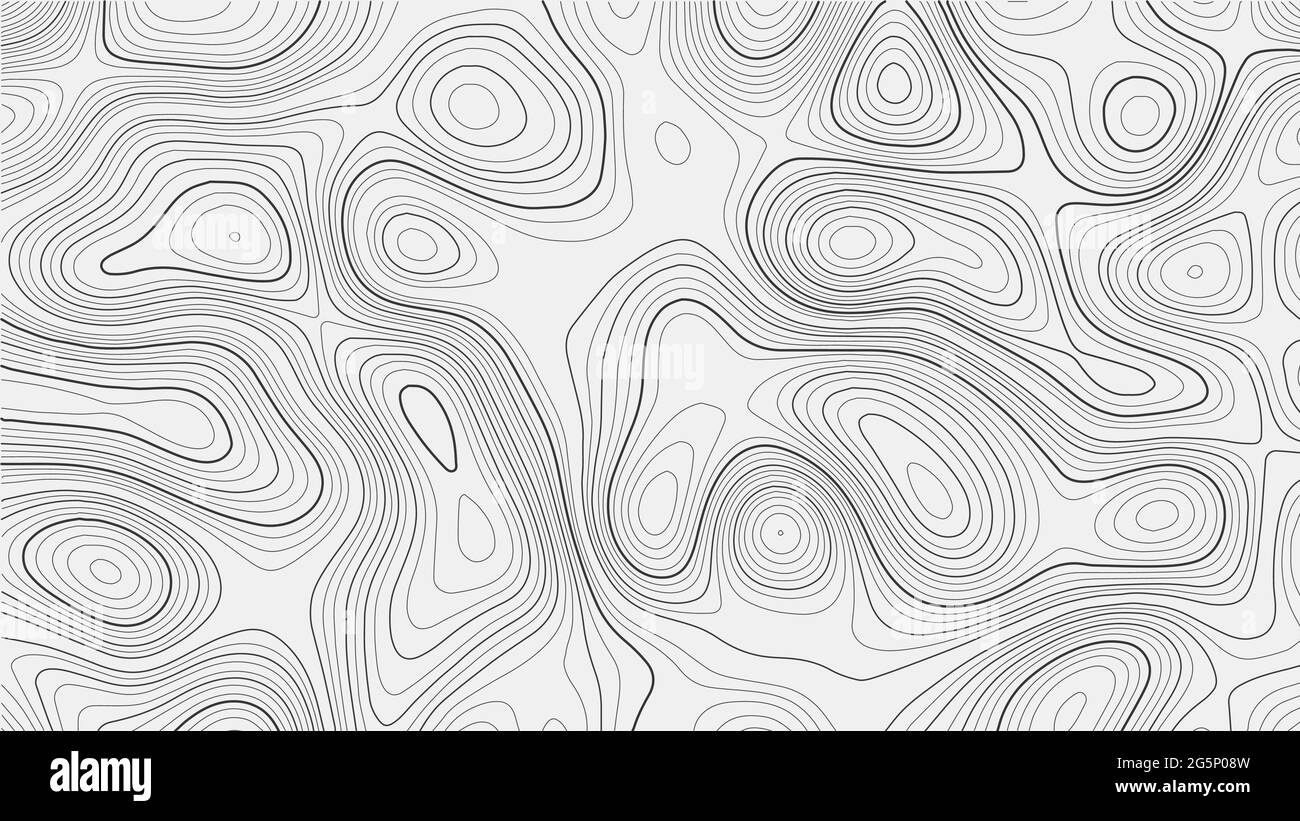 Topografische Karte auf weißem Hintergrund. Vektorraster-Karte. Stock Vektor