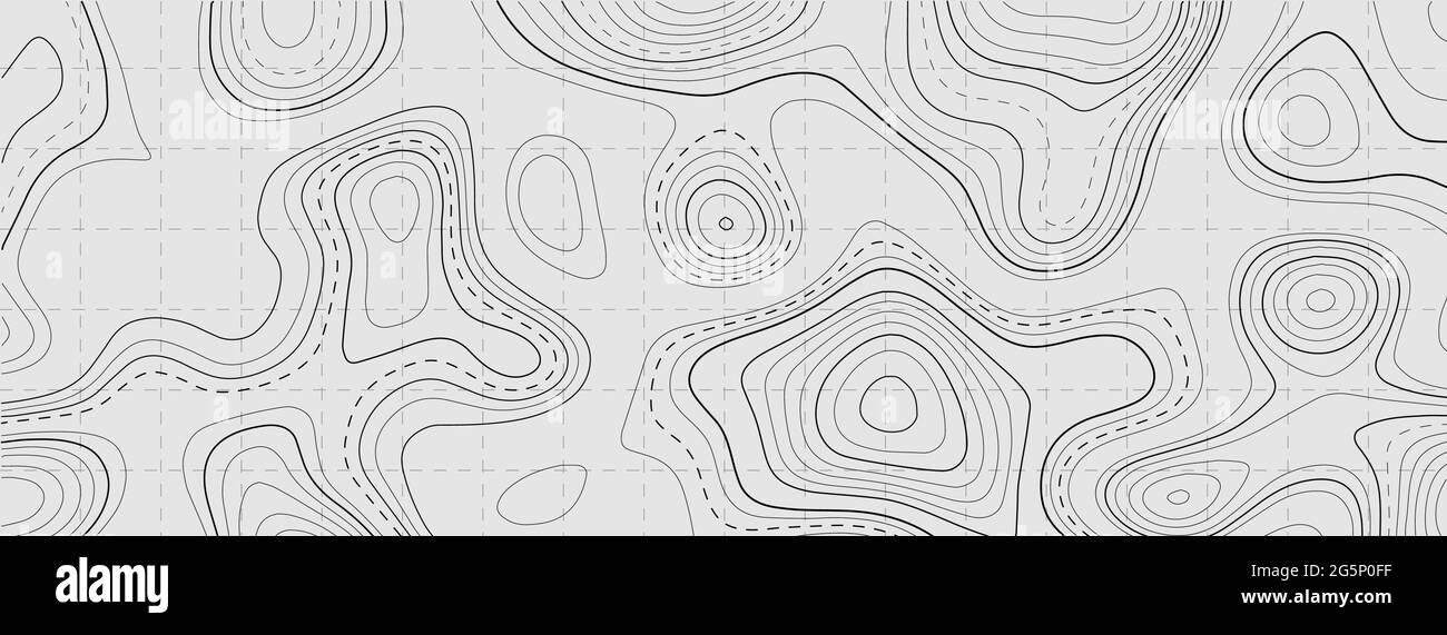 Topografische Karte auf weißem Hintergrund. Vektorraster-Karte. Stock Vektor