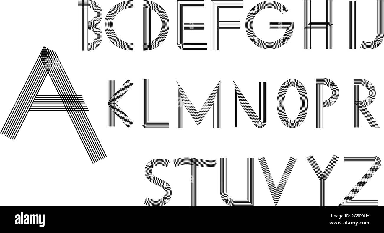 Großbuchstaben des lateinischen Alphabets. Schwarz-Weiß-Muster. Vektor-Set von Vintage dekorative Zierbuchstaben Design-Elemente für Logo, Emblem, Stock Vektor