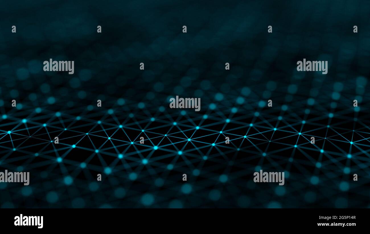 Blauer digitaler Hintergrund. Netzwerkverbindungsstruktur. 3D-Rendering. Stockfoto