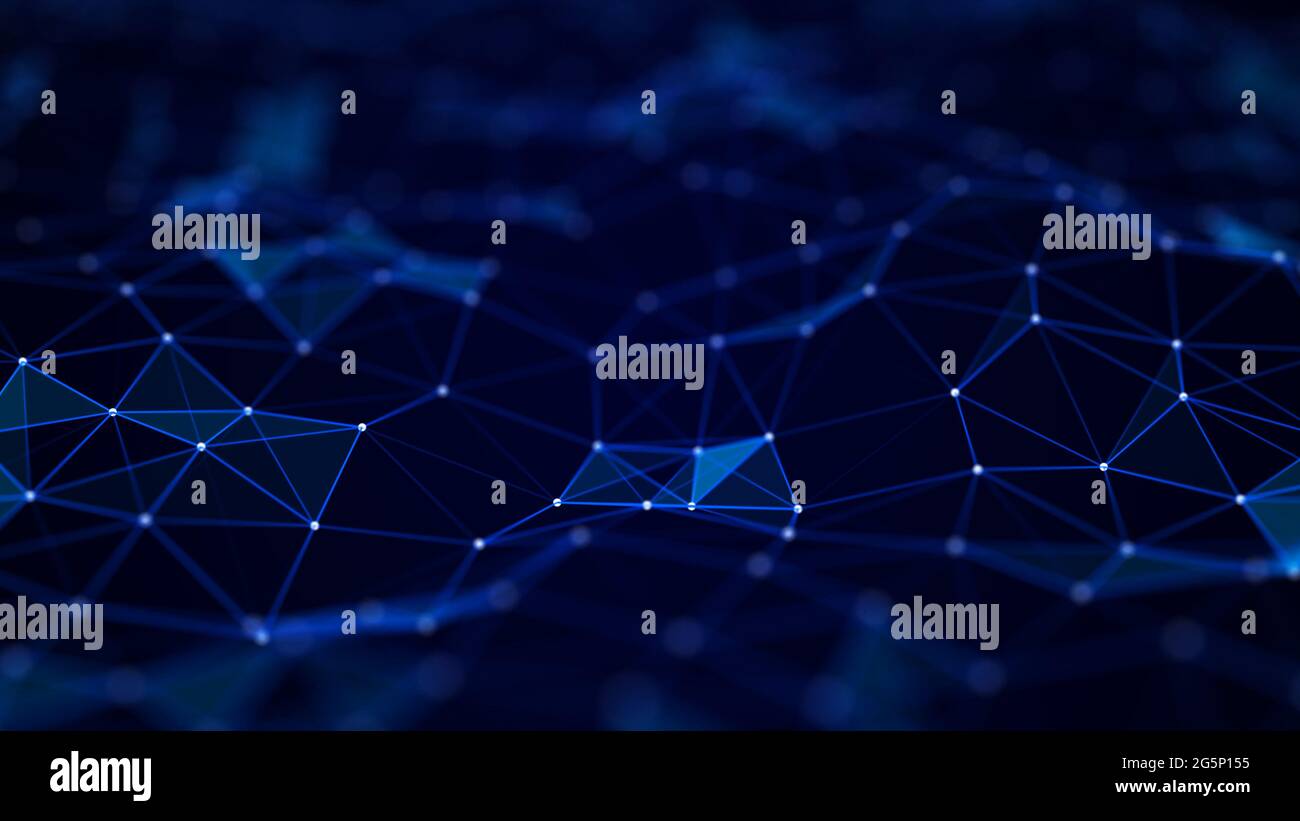 Abstrakter Technologiehintergrund. Netzwerkverbindungsstruktur. 3D-Rendering. Stockfoto