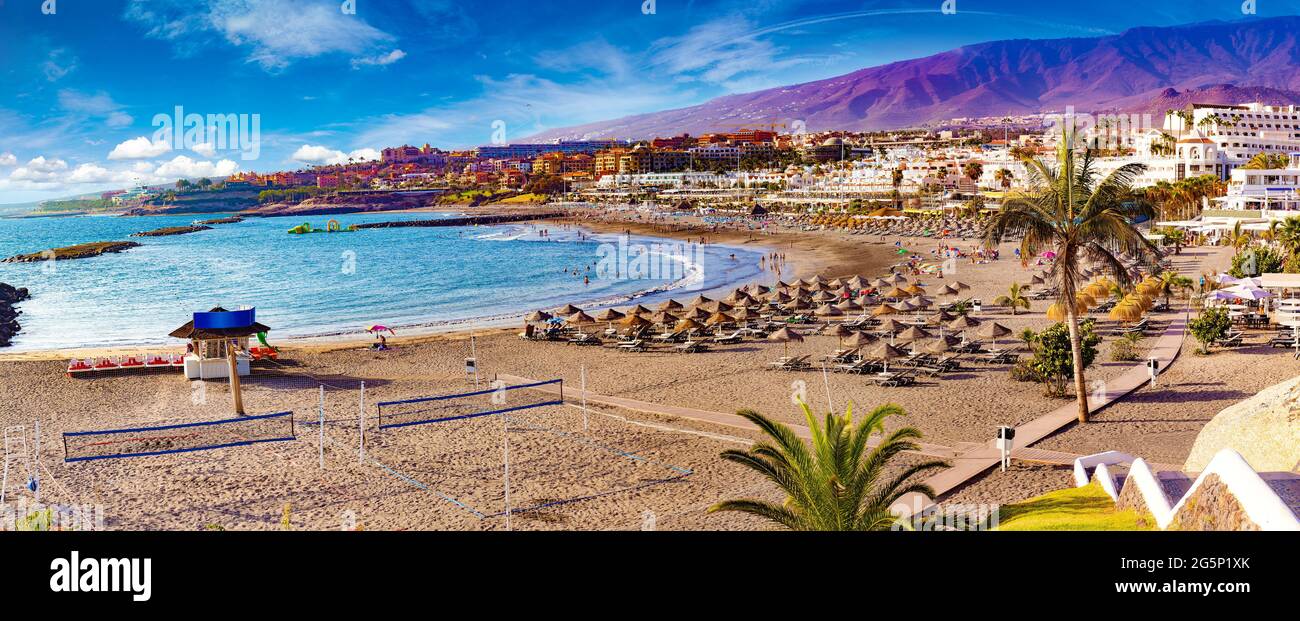 Malerische Landschaft Costa Adeje.Teneriffa, Kanarische Inseln, Spanien.spanische Strände Stockfoto