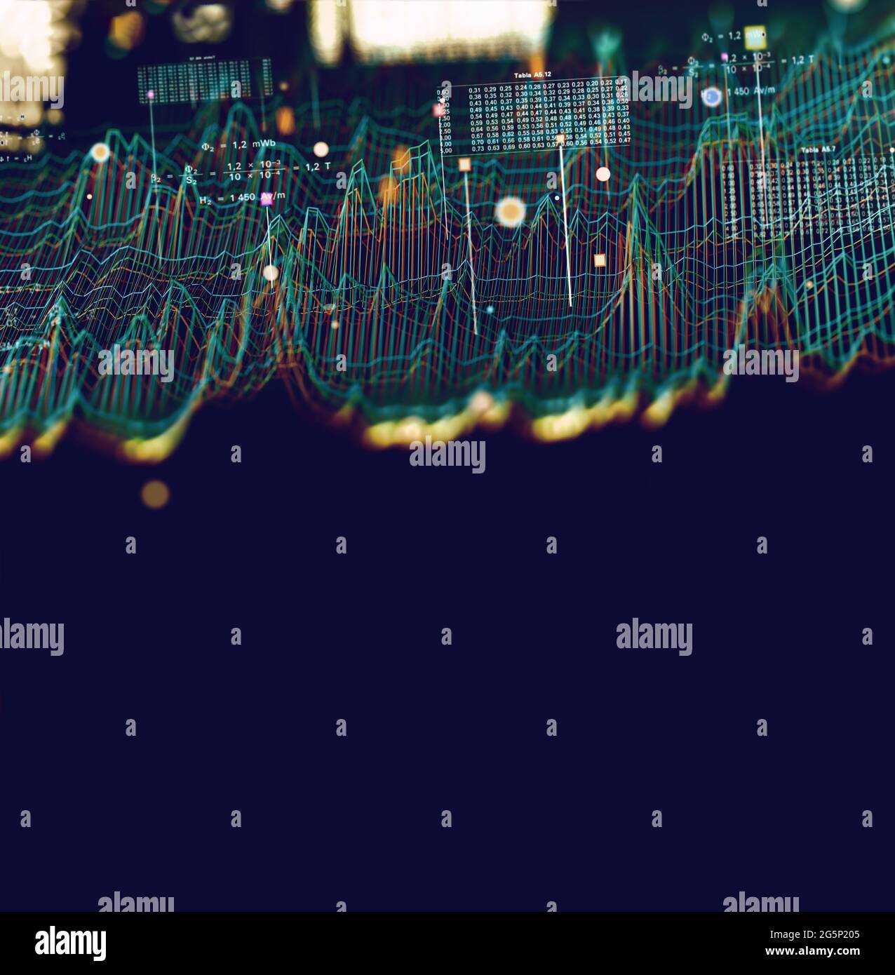 Big Data und Kommunikation. Internet und Datenanalyse im Web. Teamarbeit und IT-Software-Programmierung.3d-Illustration.Technologie und Wissenschaft Stockfoto