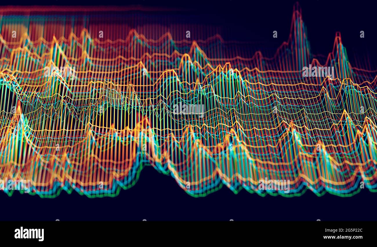 Big Data und Kommunikation. Internet und Datenanalyse im Web. Teamarbeit und IT-Software-Programmierung.3d-Illustration.Technologie und Wissenschaft Stockfoto