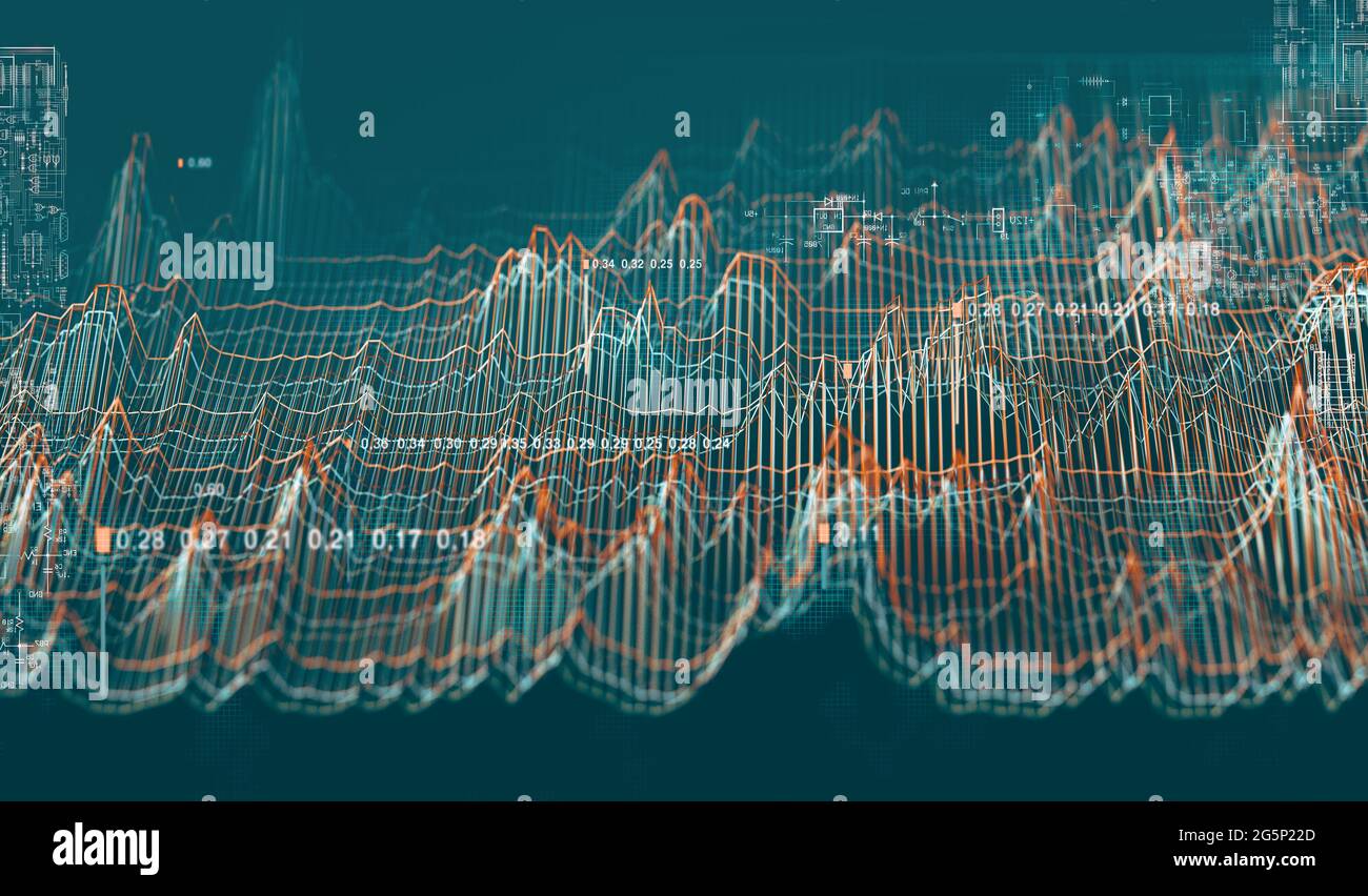 Big Data und Kommunikation. Internet und Datenanalyse im Web. Teamarbeit und IT-Software-Programmierung.3d-Illustration.Technologie und Wissenschaft Stockfoto