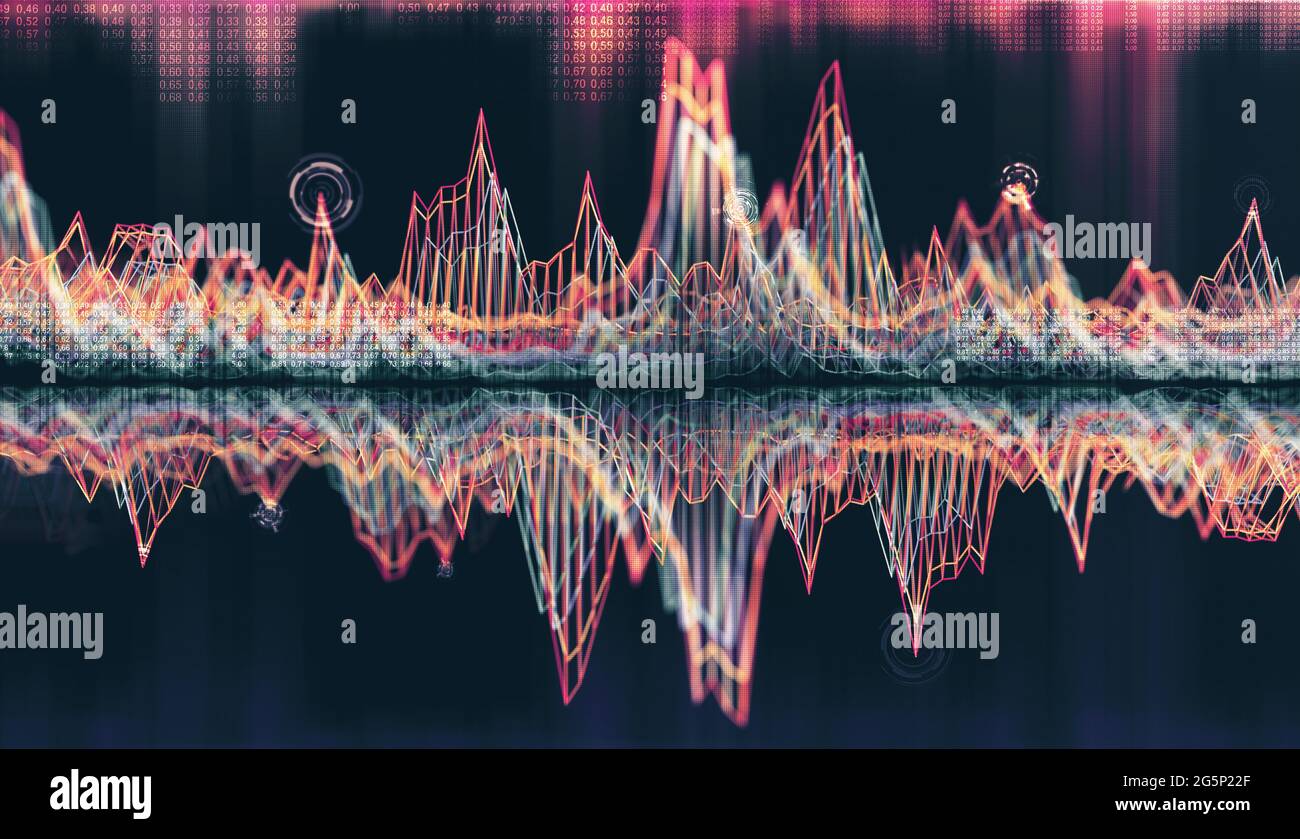 Big Data und Kommunikation. Internet und Datenanalyse im Web. Teamarbeit und IT-Software-Programmierung.3d-Illustration.Technologie und Wissenschaft Stockfoto