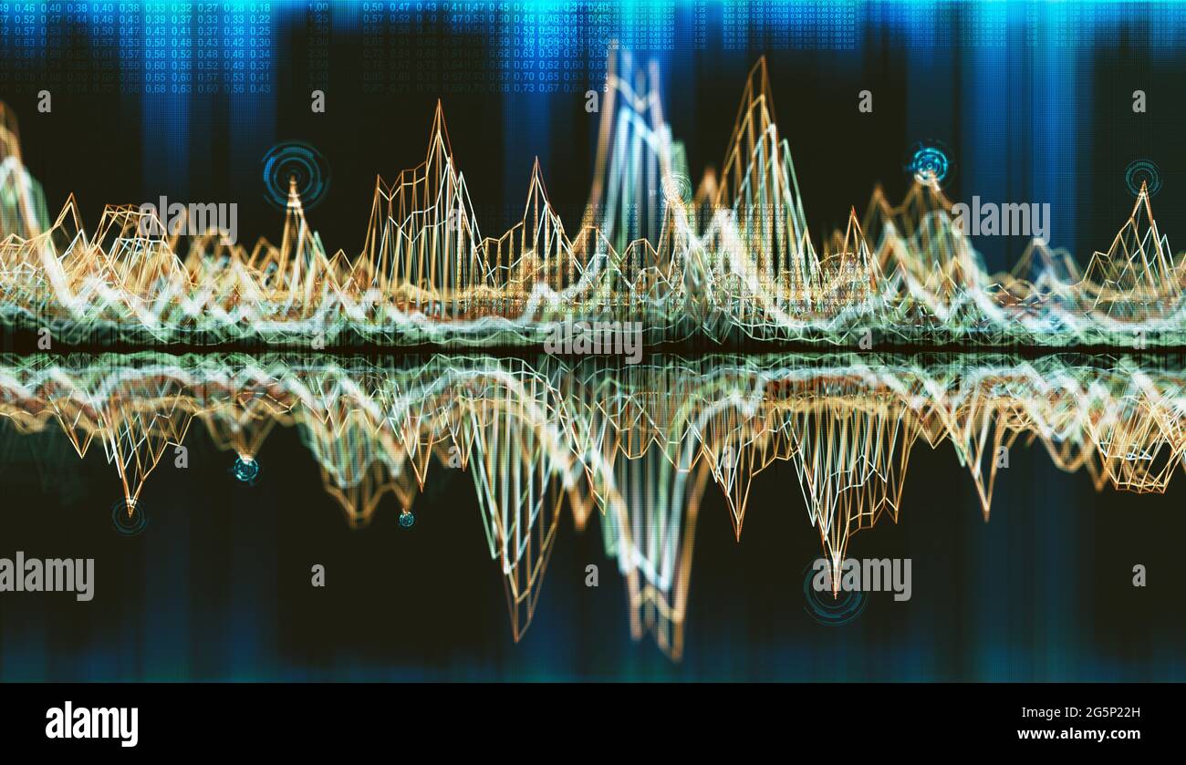 Big Data und Kommunikation. Internet und Datenanalyse im Web. Teamarbeit und IT-Software-Programmierung.3d-Illustration.Technologie und Wissenschaft Stockfoto