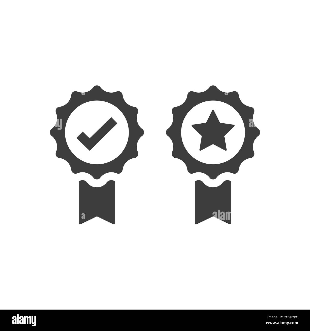 Prämiensymbol mit einem Sternchen und einem Sternchen. Qualitätsband Medaille schwarz Symbol. Stock Vektor