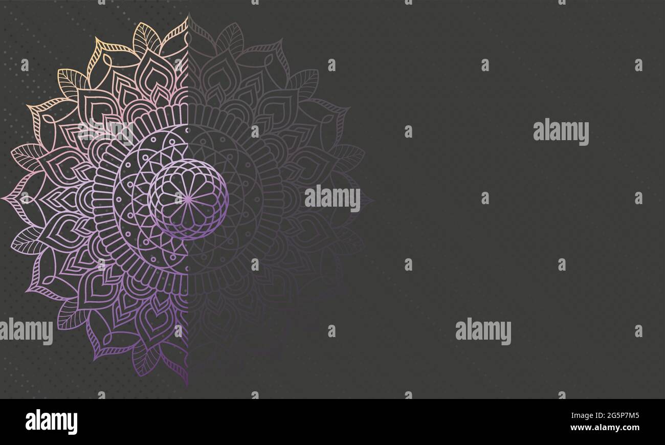 Verträumte Gradienten-Tapete mit Mandala-Muster. Vektor Hintergrund für Yoga, Meditationsposter. Schönes Vektor-Muster mit Ornament Mandala. Kann sein Stock Vektor
