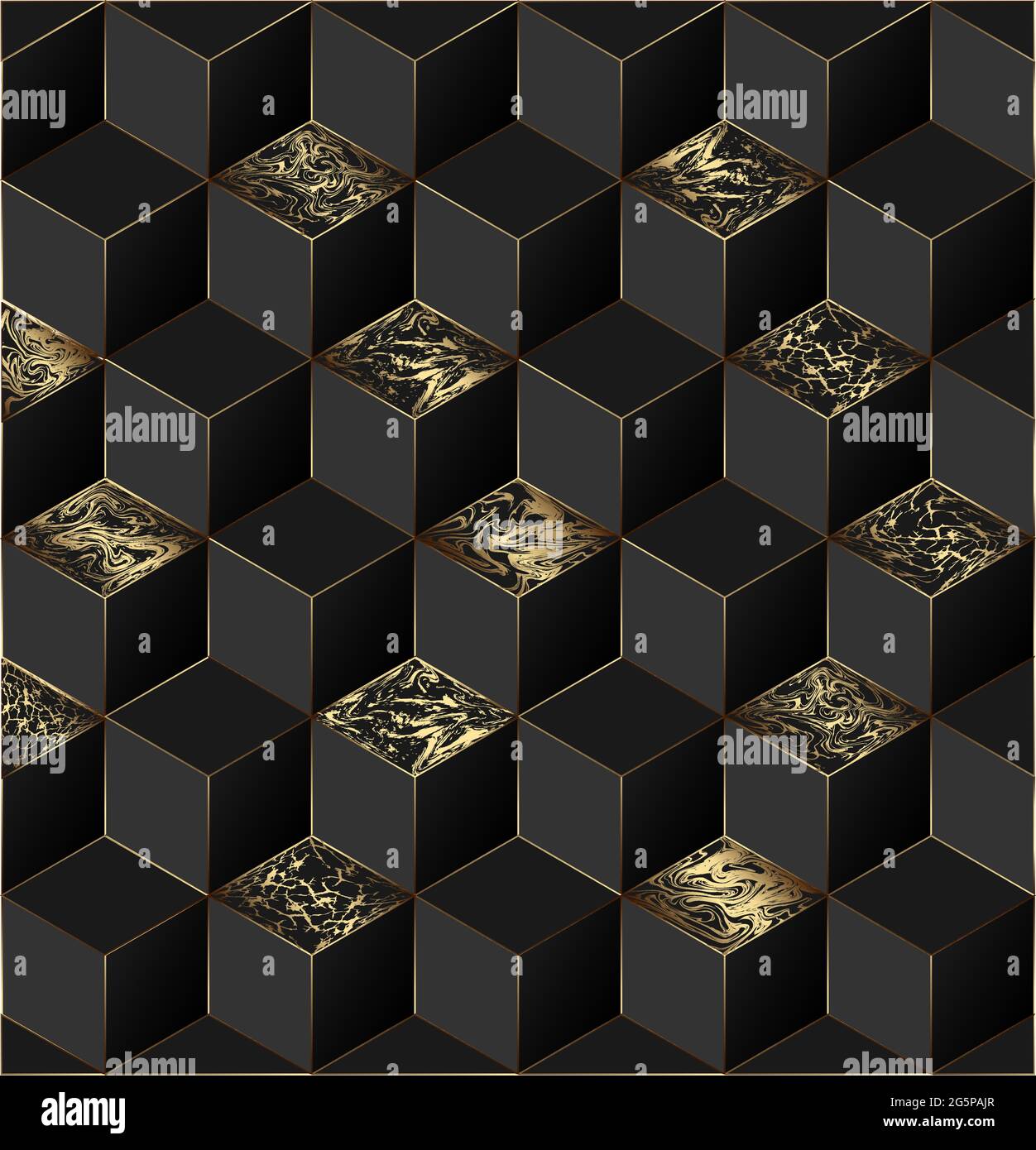 Abstrakte Dekoration, goldenes Muster, Halbtonverläufe, 3d-Vektorgrafik. Schwarz, Gold Wellen Cover-Vorlage, geometrische Formen, moderne minimal BA Stock Vektor