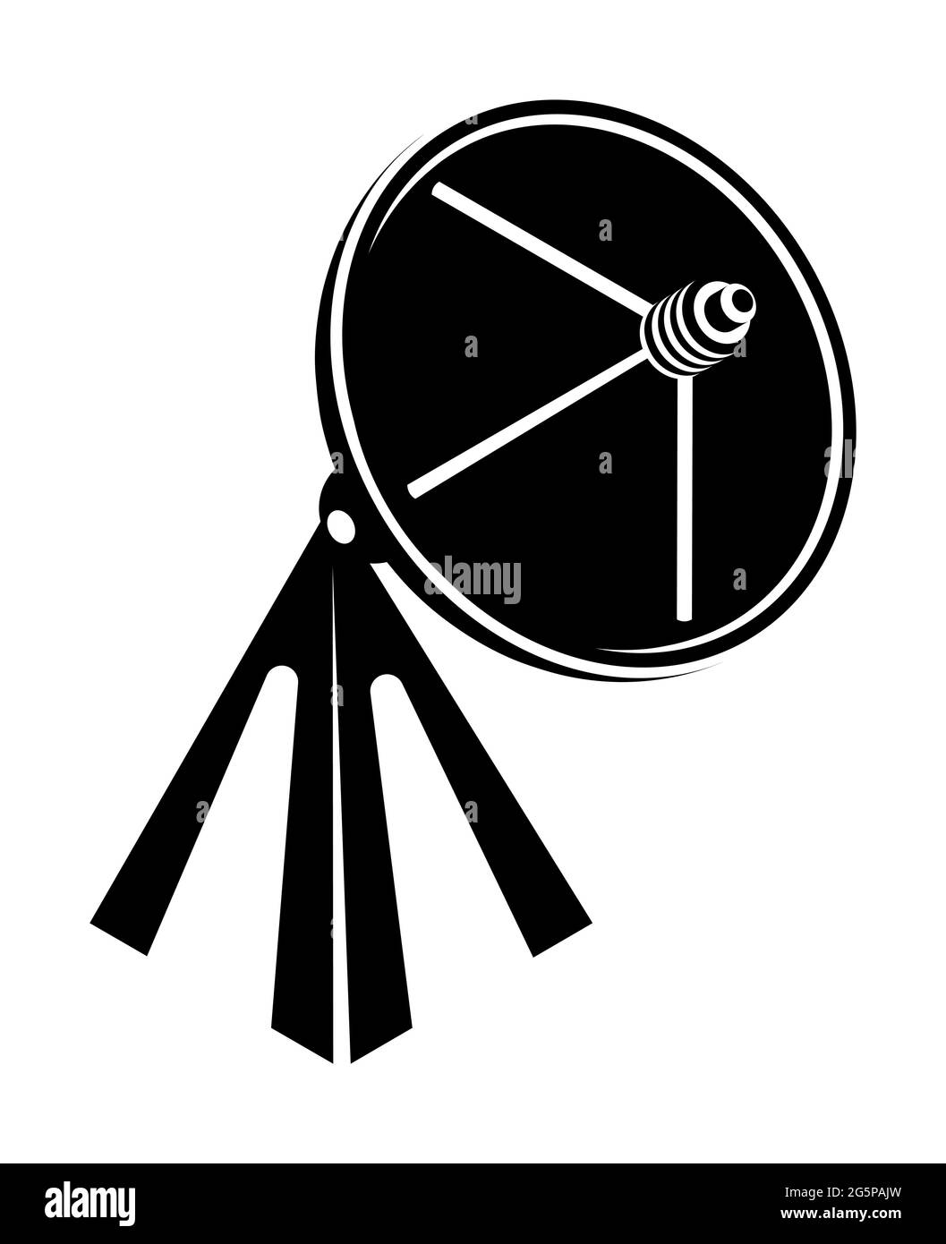 Militärische Radarsilhouette zur Verfolgung fliegender Objekte. Astronomische Beobachtungen von Sternen. Kontrastierender Schwarzweißvektor Stock Vektor