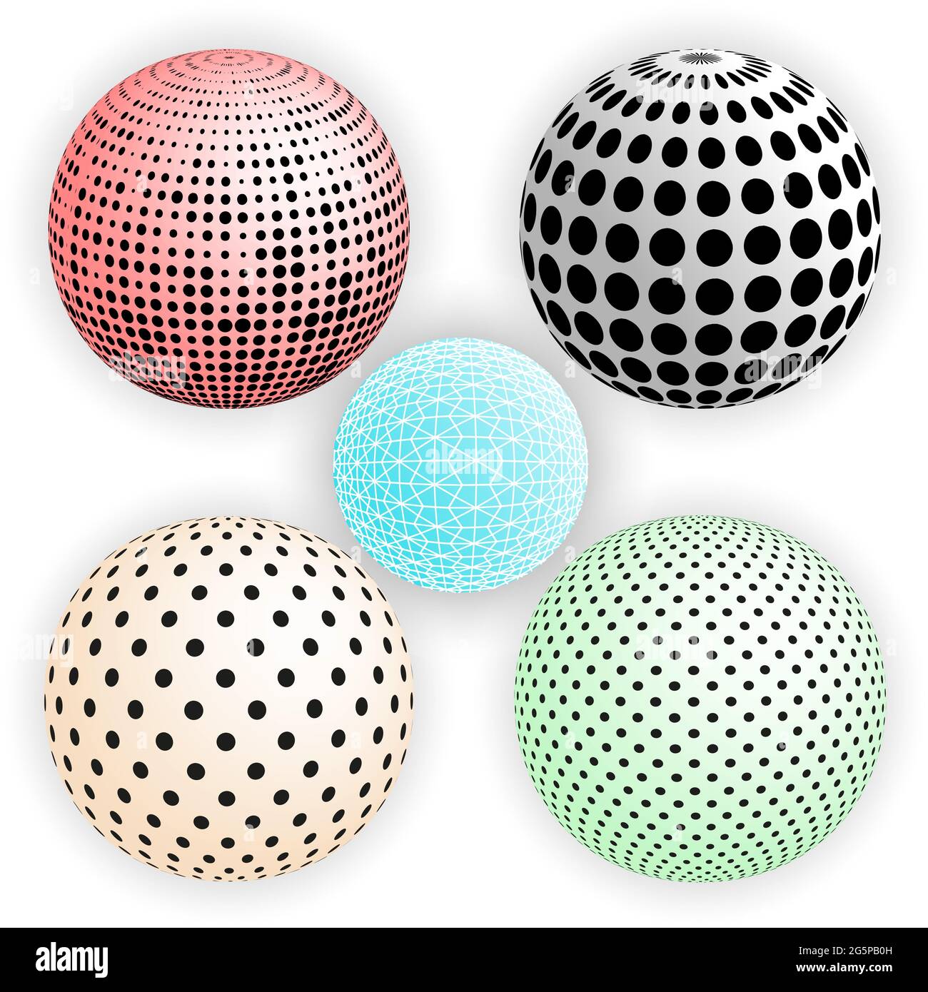 3d-Ansicht der Kugel auf isoliertem weißem Hintergrund. Stock Vektor