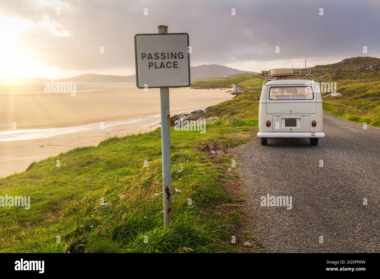 Campervan Road Trip zu den Äußeren Hebriden, Schottland Stockfoto
