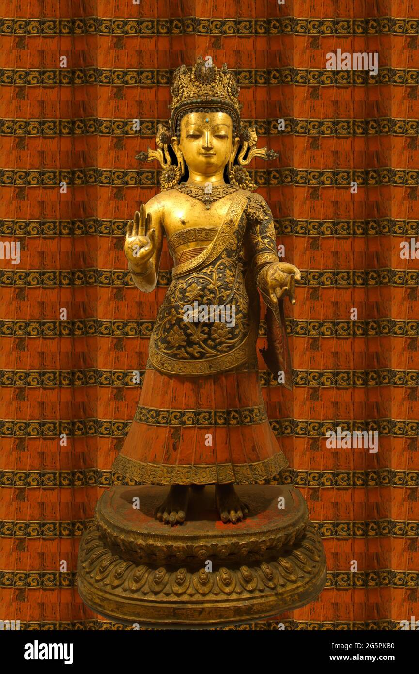 Dipankara-Statue, der Buddha des Festlichts, 17. Jahrhundert, Kathmandu, Nepal Stockfoto