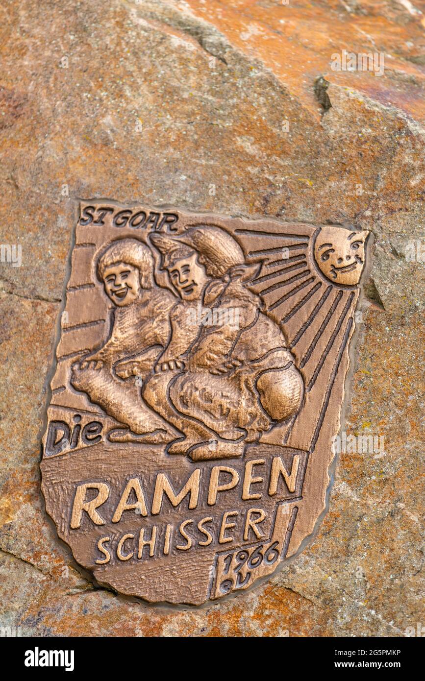 Rampenschisser ist der historische Spitzname für Schiffspiloten, St. Goar, Oberes Mittelrheintal, UNESCO-Weltkulturerbe, Rheinland-Pfalz Deutschland Stockfoto