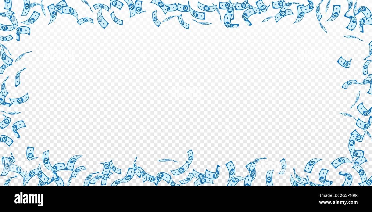 Bitcoin, Internet-Währungsscheine fallen. Spärlich B Stock Vektor