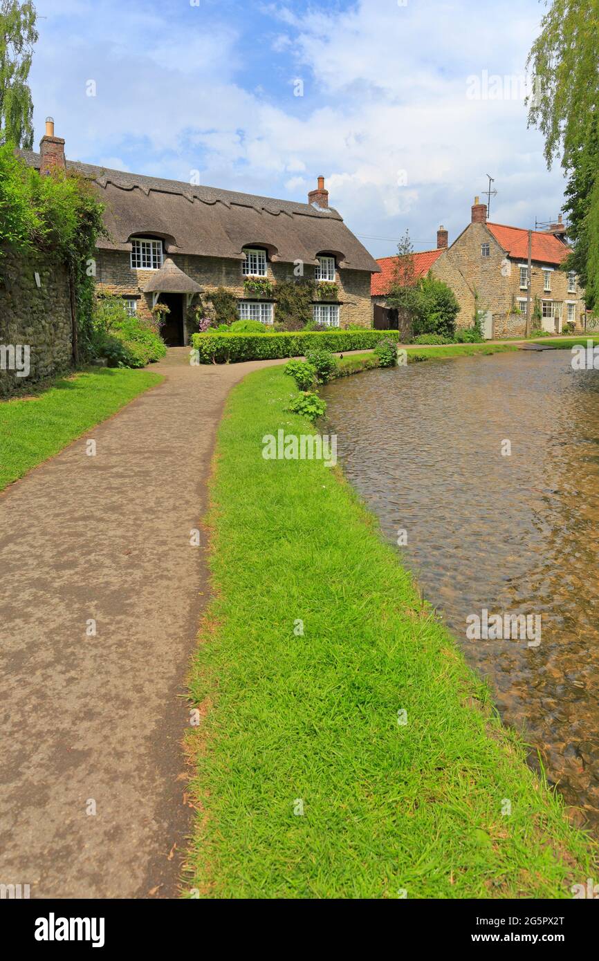 Beck Isle Reetgedeckte Hütte, Thornton le Dale in der Nähe von Pickering im North York Moors National Park, North Yorkshire, England, Großbritannien. Stockfoto