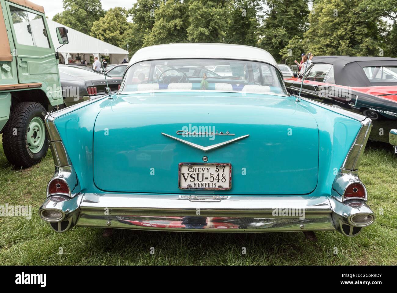 Eine Chevrolet Belair Syon Park Classic Car Show 1957 in London 2021 Stockfoto