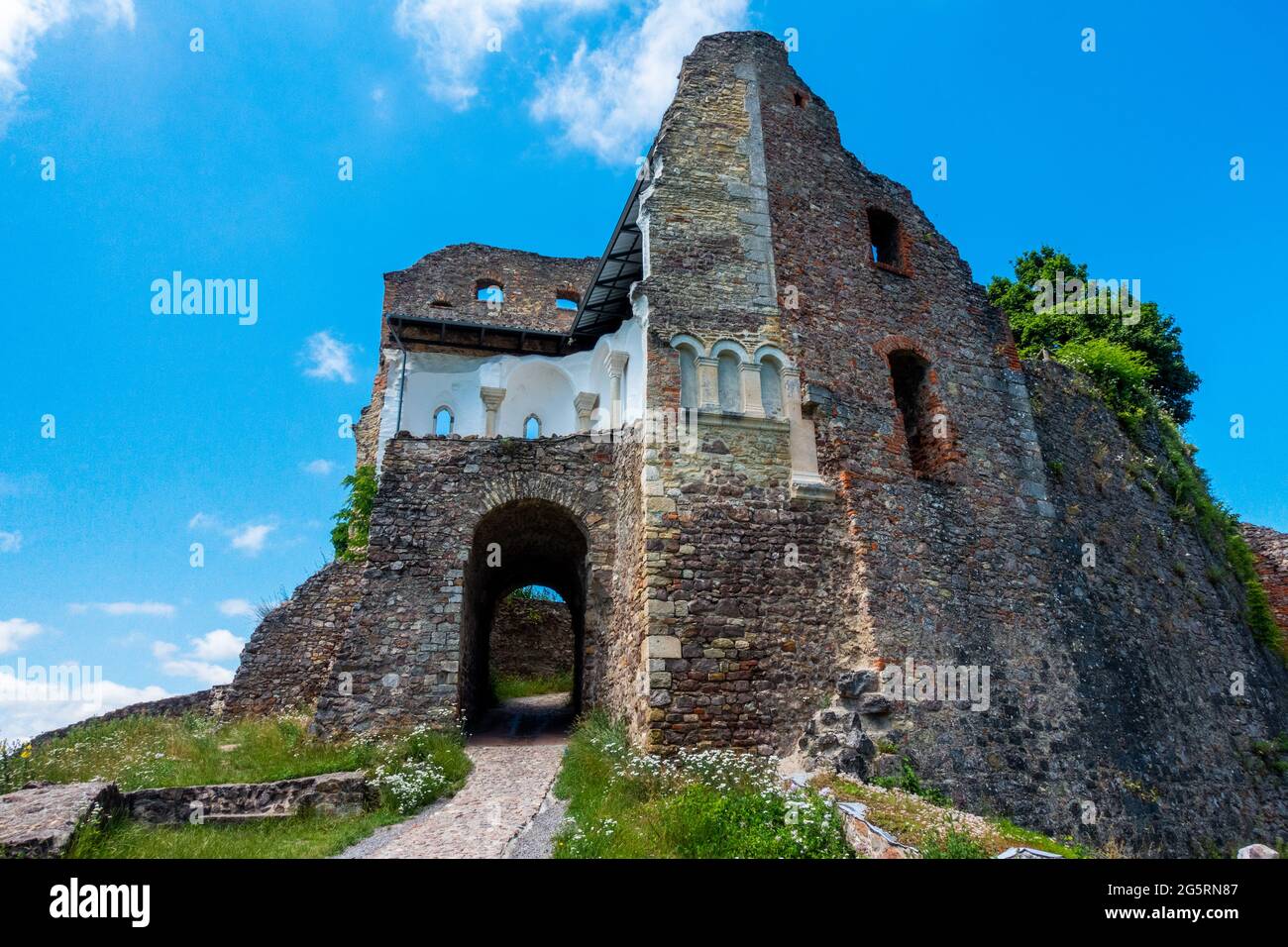 Burg Donaustauf Burgruine, Bezirk Landkreis Regensburg, Oberpfalz, Bayern, Deutschland, Europa Stockfoto