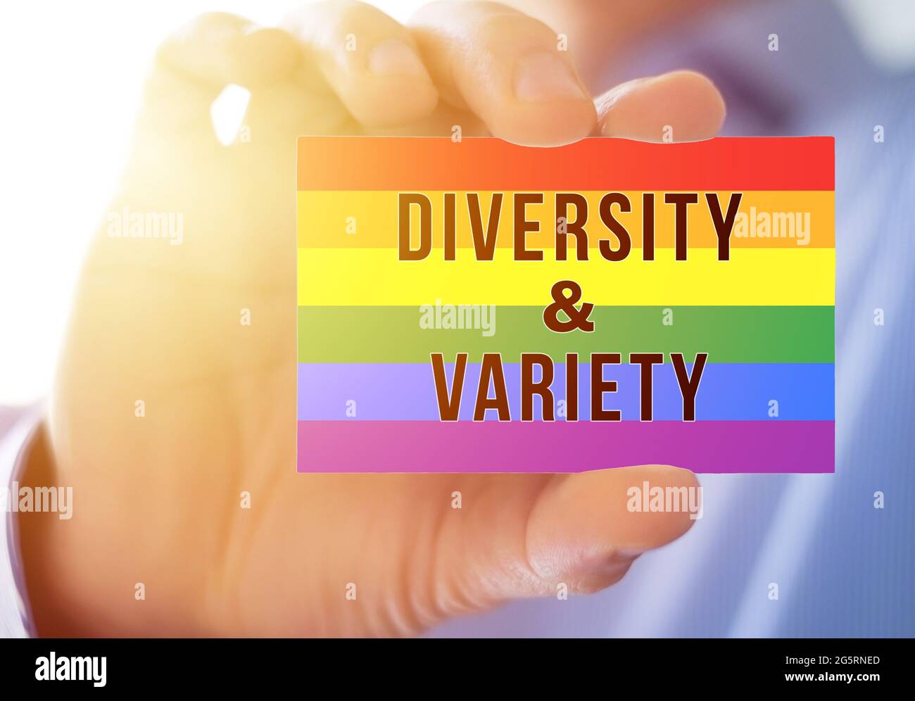 Botschaft von Vielfalt und Vielfalt auf einer Visitenkarte Stockfoto