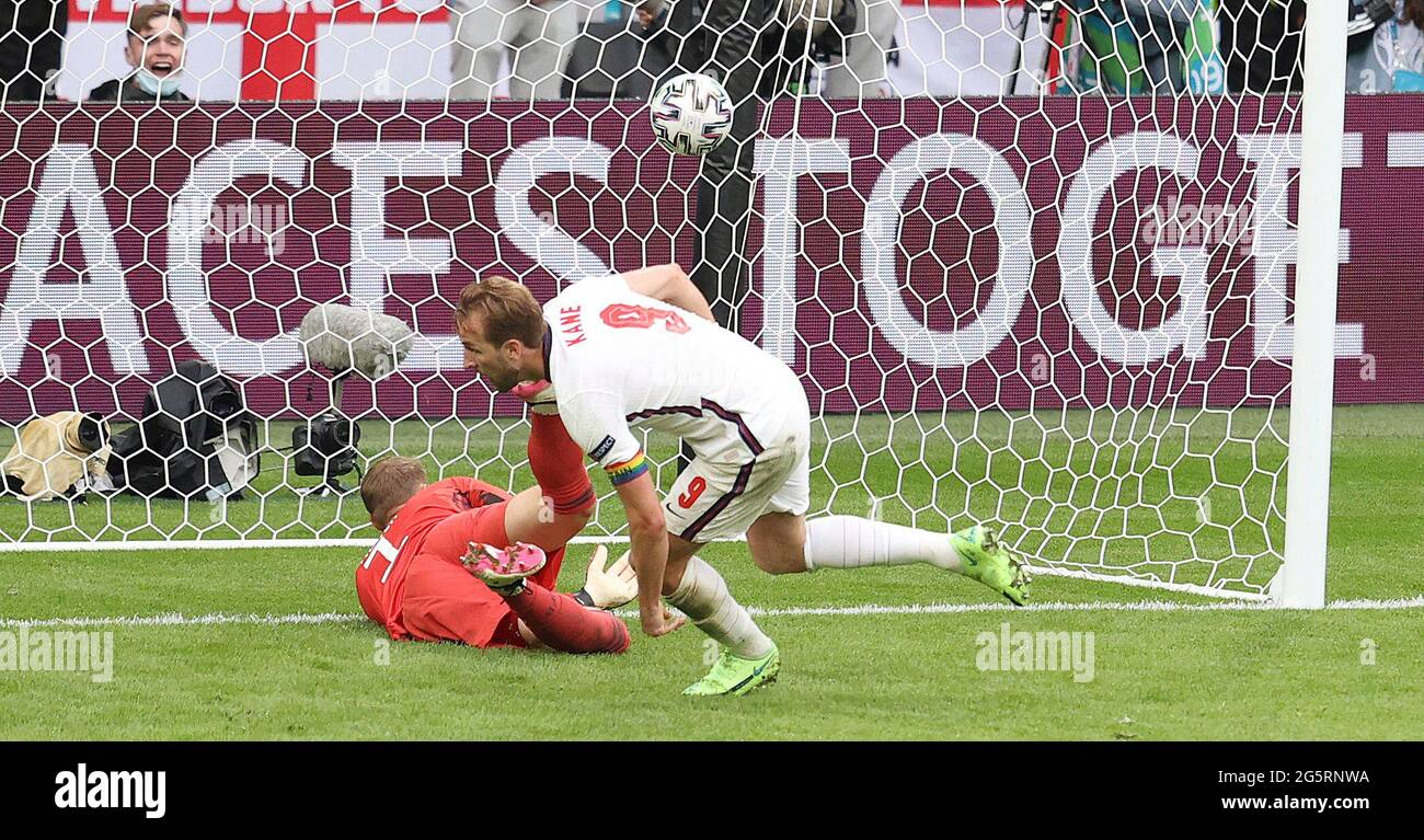 London, Großbritannien, 29. Juni 2021, EURO 2020, Europameisterschaft 2020, Runde 16 eng, England - GER, Deutschland Ziel bis 2: 0 von Harry KANE, eng gegen NEW/dpa/Alamy Live News Stockfoto