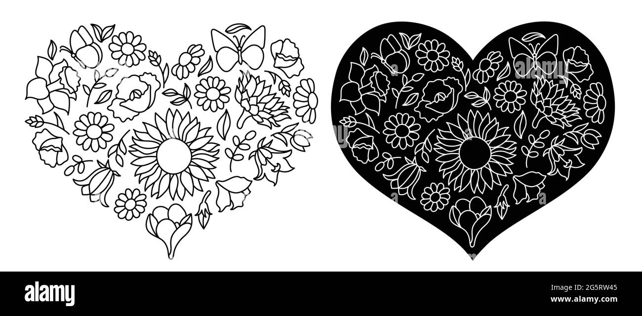 Wildblumen in einem handgezeichneten Linie Art-Stil. Stock Vektor