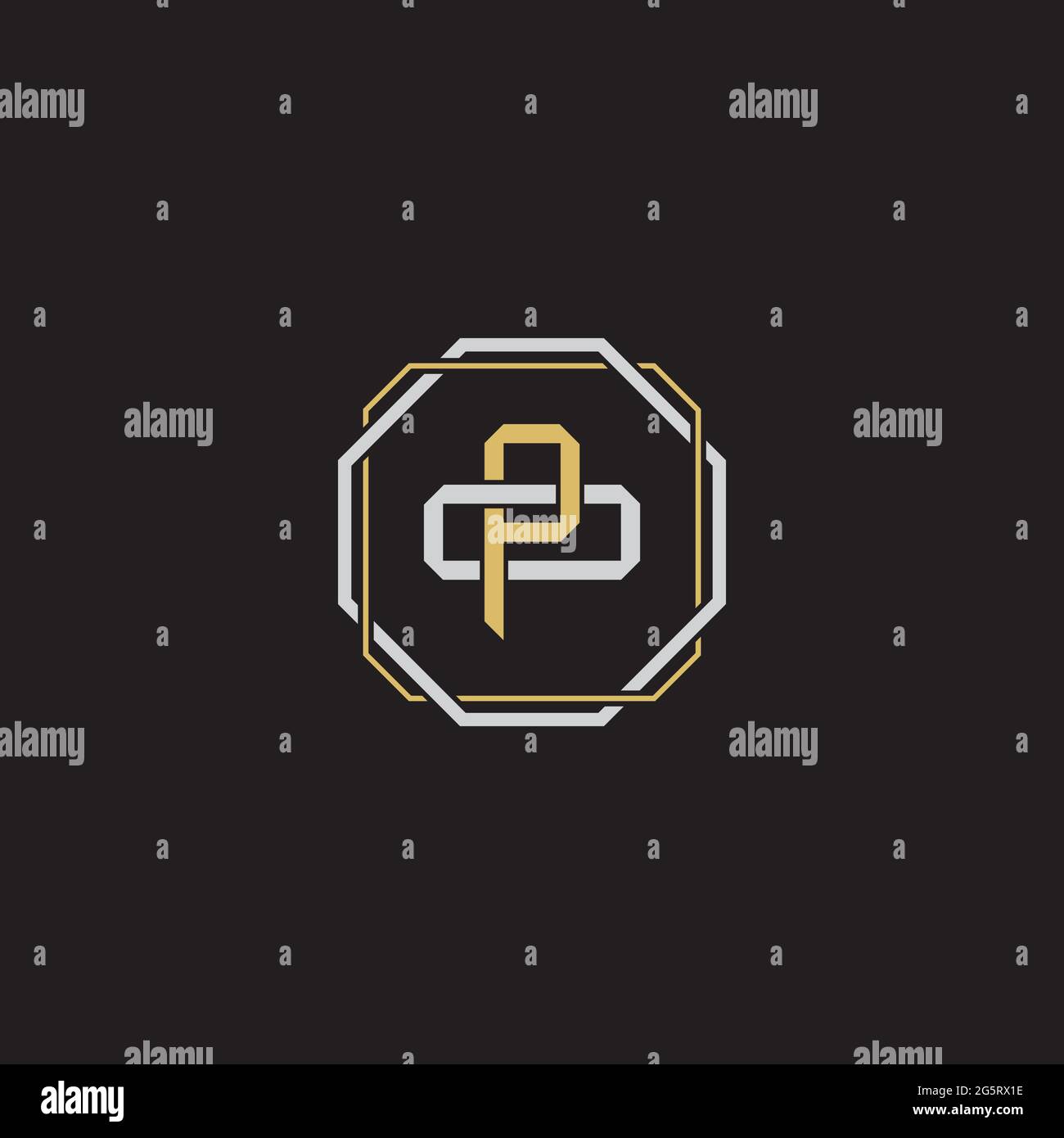 Initial Letter Overlapping Interlock Logo Monogramm Linie Art Stil auf schwarzem Hintergrund Vorlage isoliert Stock Vektor