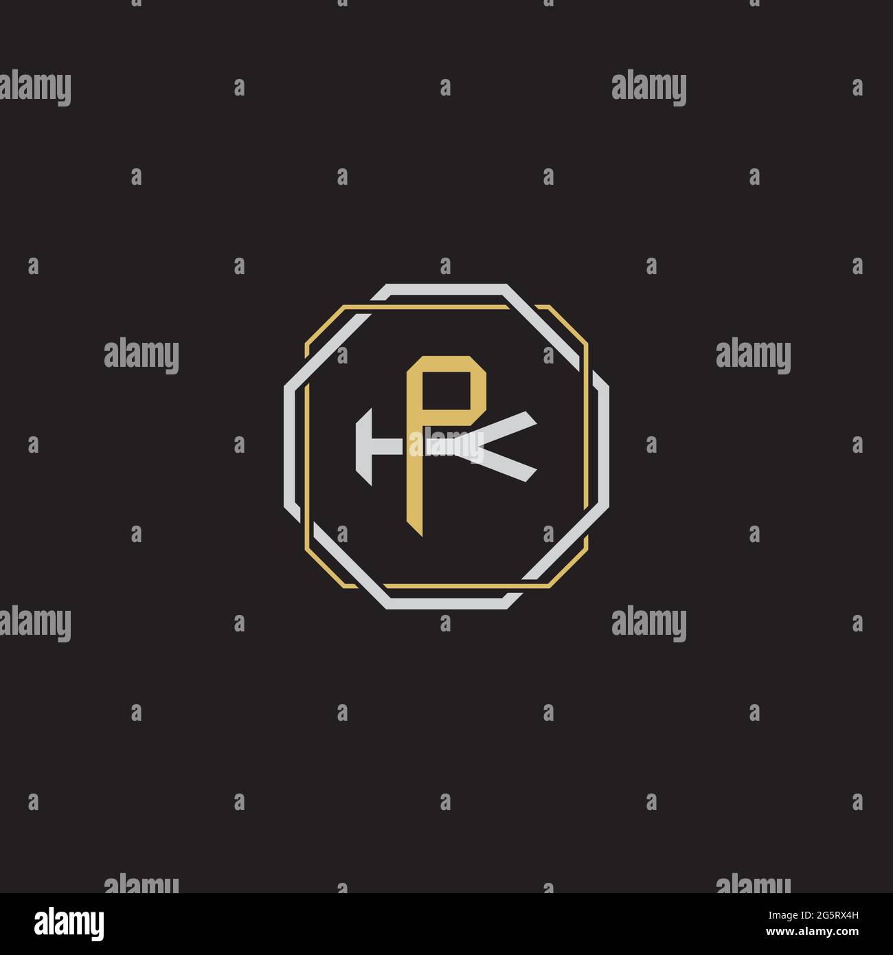 Initial Letter Overlapping Interlock Logo Monogramm Linie Art Stil auf schwarzem Hintergrund Vorlage isoliert Stock Vektor