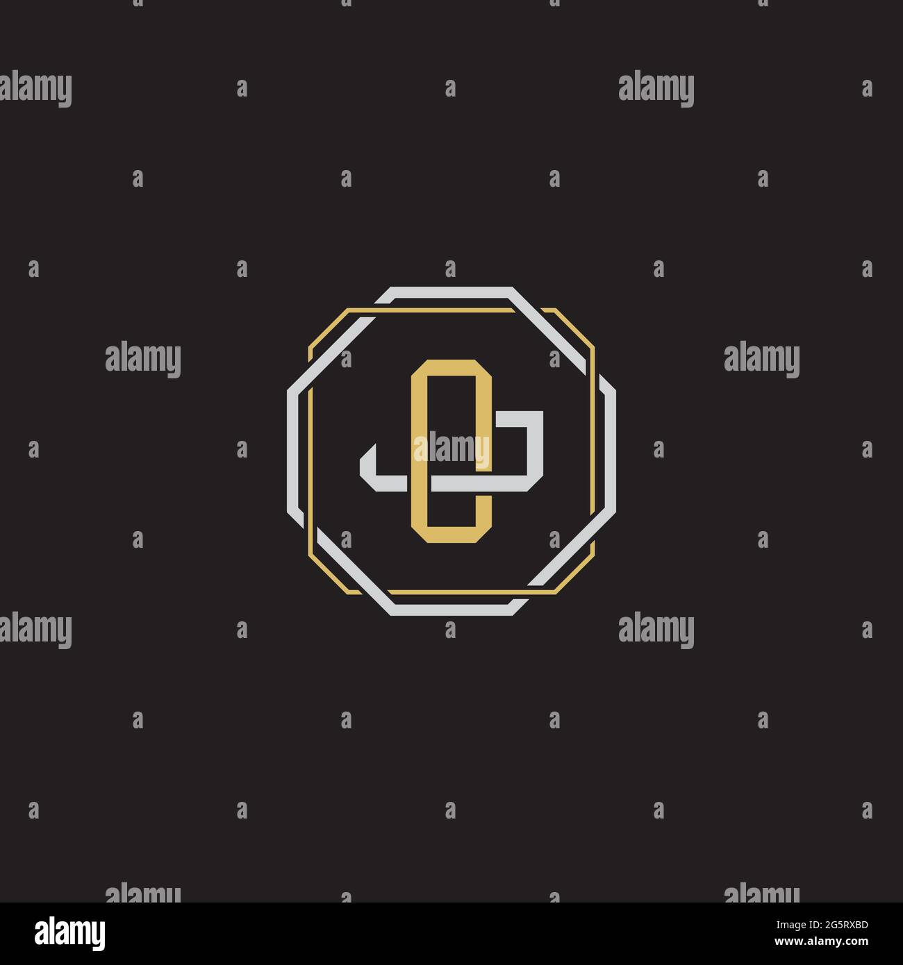 Initial Letter Overlapping Interlock Logo Monogramm Linie Art Stil auf schwarzem Hintergrund Vorlage isoliert Stock Vektor