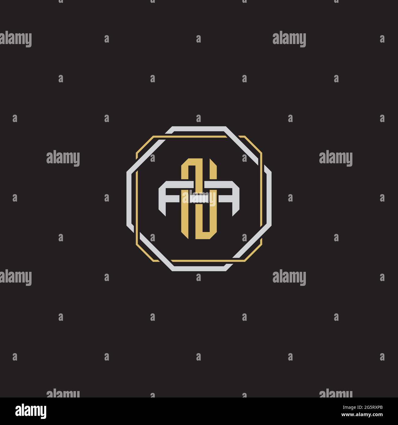 Initial Letter Overlapping Interlock Logo Monogramm Linie Art Stil auf schwarzem Hintergrund Vorlage isoliert Stock Vektor