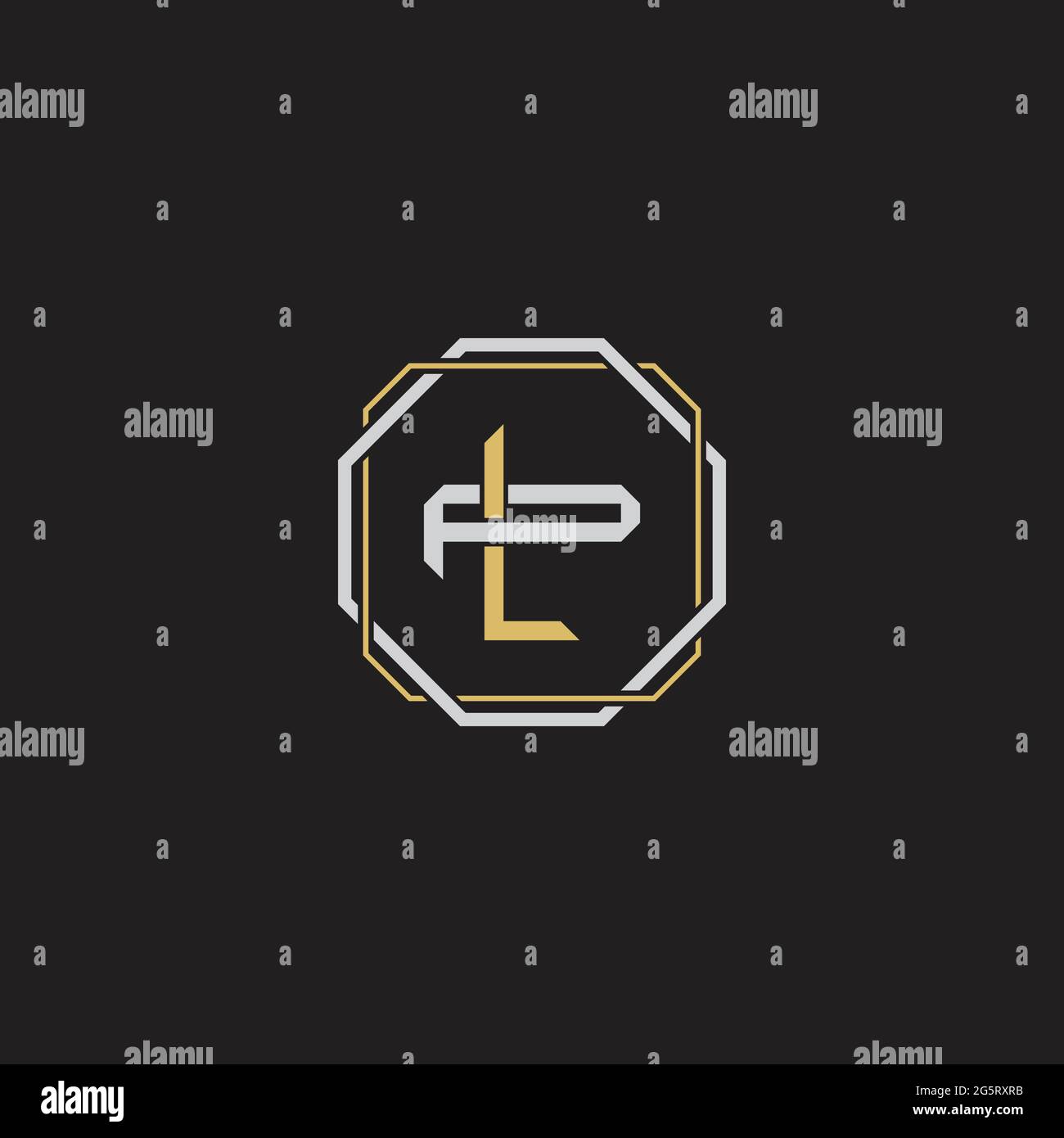 Initial Letter Overlapping Interlock Logo Monogramm Linie Art Stil auf schwarzem Hintergrund Vorlage isoliert Stock Vektor