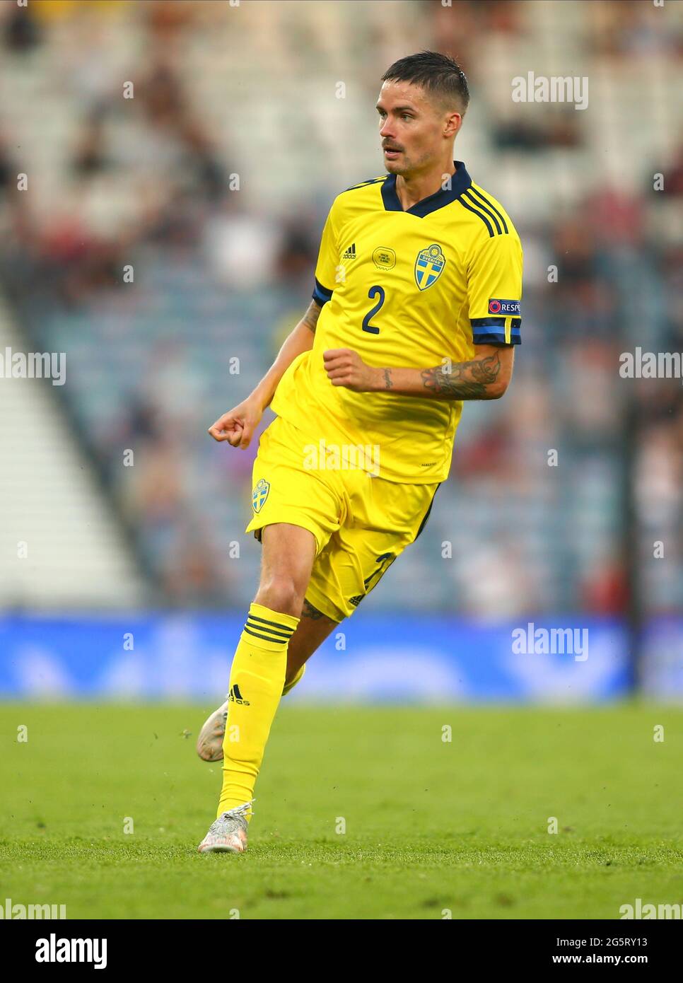 Hampden Park, Glasgow, Großbritannien. Juni 2021. EUFA Fußball-Europameisterschaft 2020, 16. Runde, Schweden gegen die Ukraine; Mikael lustig aus Schweden Credit: Action Plus Sports/Alamy Live News Stockfoto