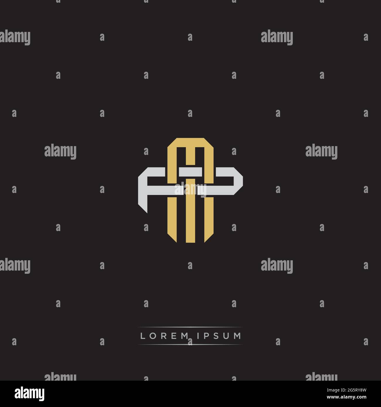 Initial Letter Overlapping Interlock Logo Monogramm Linie Art Stil auf schwarzem Hintergrund Vorlage isoliert Stock Vektor