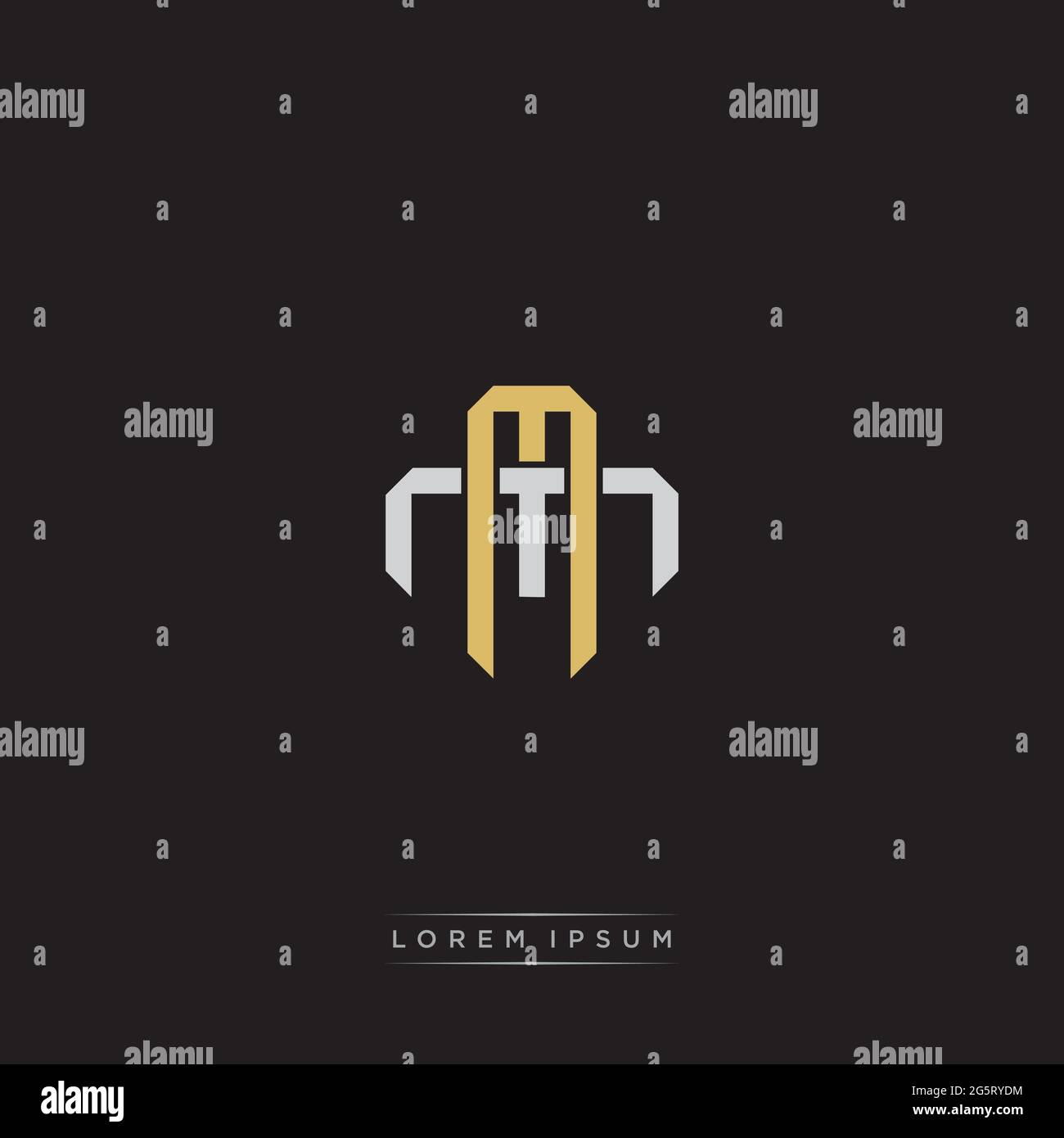 Initial Letter Overlapping Interlock Logo Monogramm Linie Art Stil auf schwarzem Hintergrund Vorlage isoliert Stock Vektor