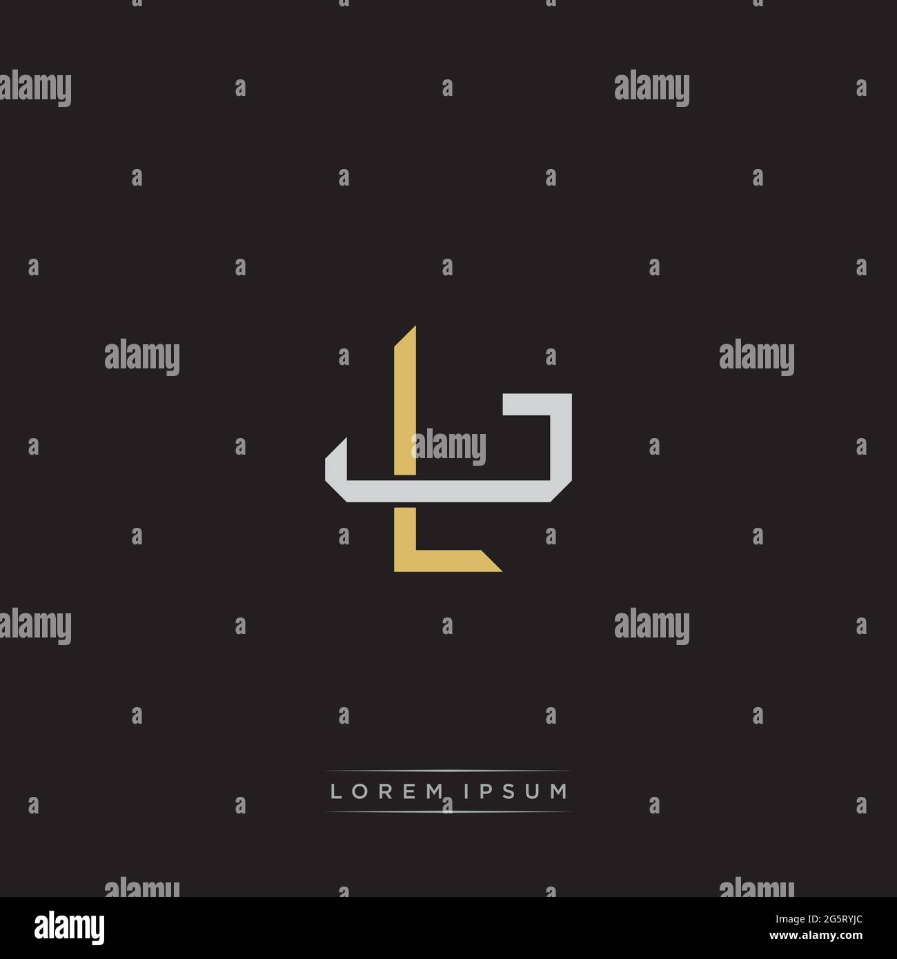 Initial Letter Overlapping Interlock Logo Monogramm Linie Art Stil auf schwarzem Hintergrund Vorlage isoliert Stock Vektor