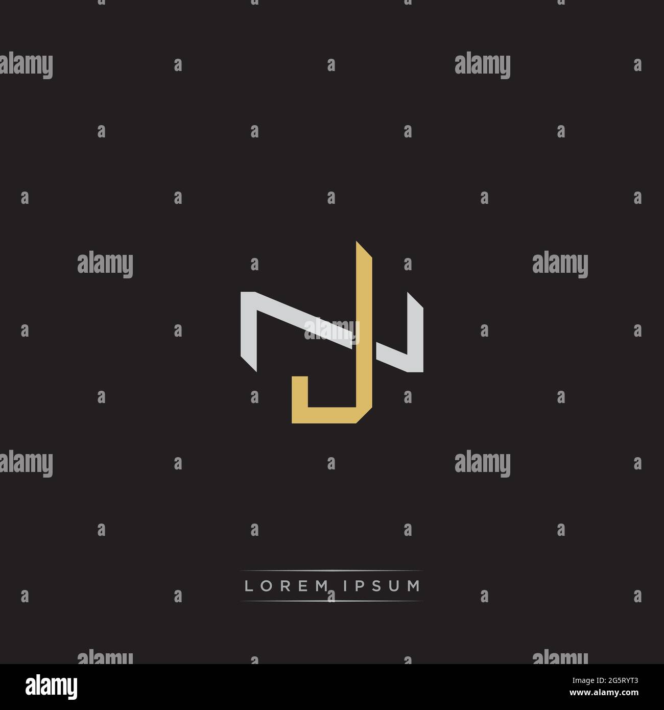 Initial Letter Overlapping Interlock Logo Monogramm Linie Art Stil auf schwarzem Hintergrund Vorlage isoliert Stock Vektor