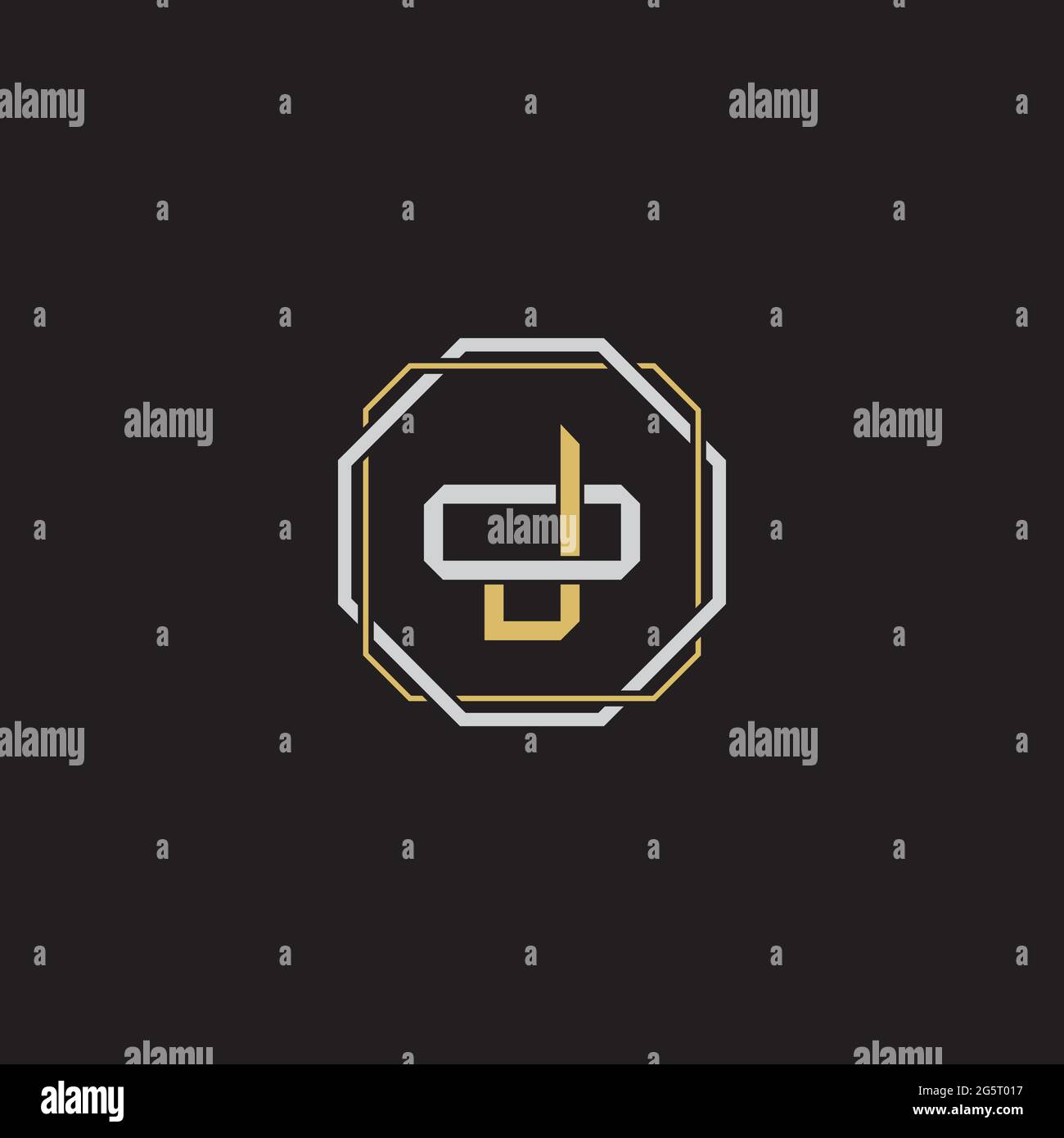 Initial Letter Overlapping Interlock Logo Monogramm Linie Art Stil auf schwarzem Hintergrund Vorlage isoliert Stock Vektor
