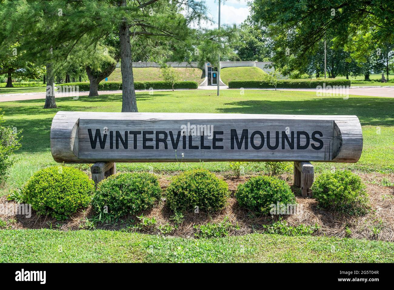 Winterville Mounds einer der größten indianischen Hügel in den Vereinigten Staaten in der Nähe von Greenville, Mississippi, USA. Stockfoto