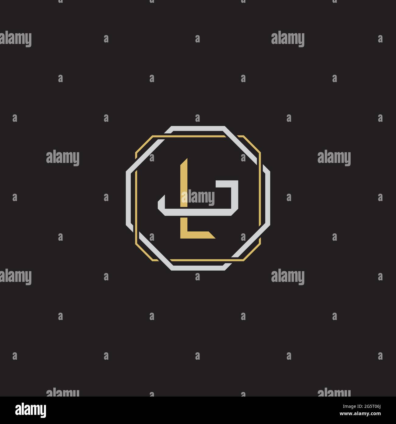 Initial Letter Overlapping Interlock Logo Monogramm Linie Art Stil auf schwarzem Hintergrund Vorlage isoliert Stock Vektor