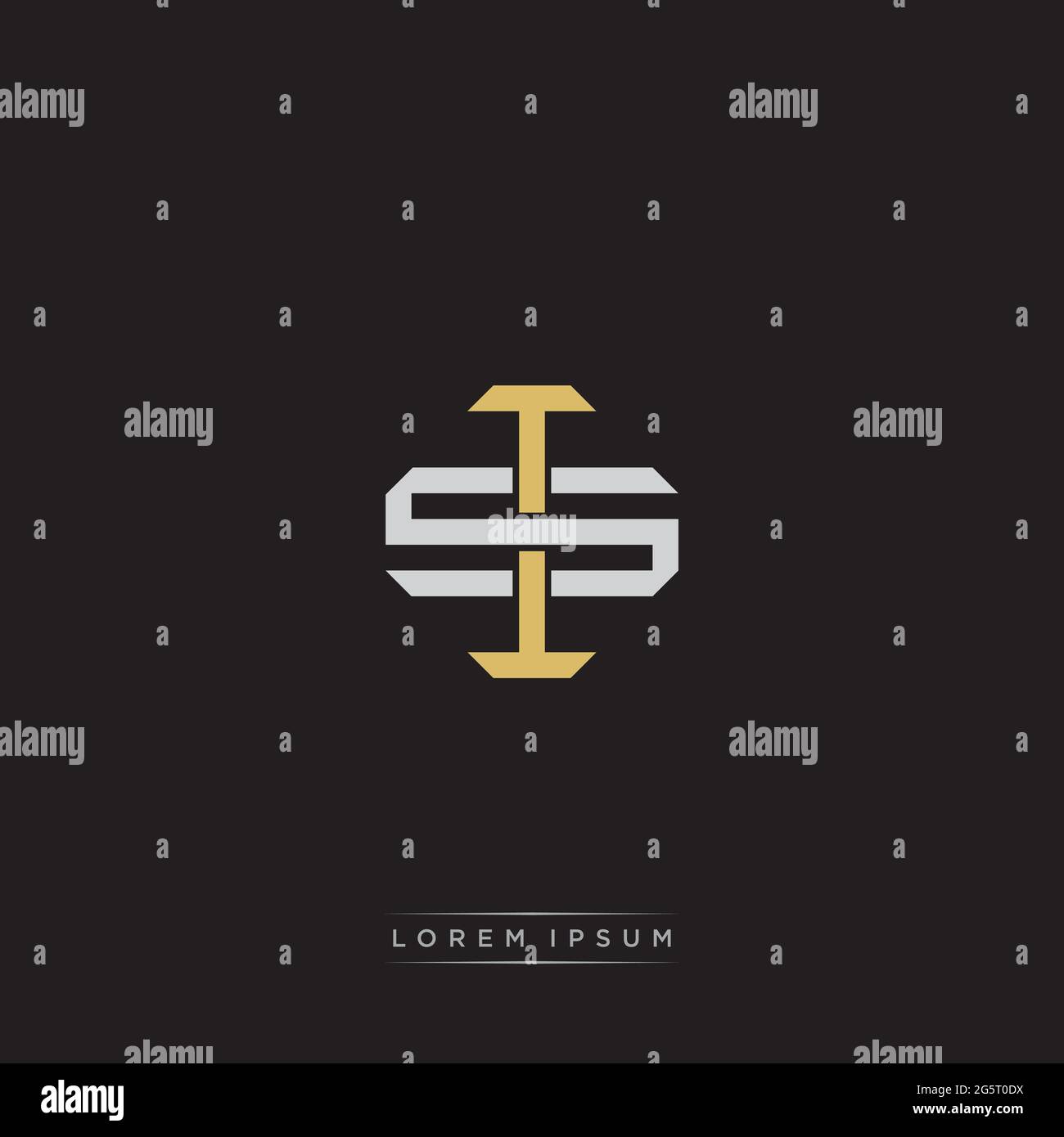Initial Letter Overlapping Interlock Logo Monogramm Linie Art Stil auf schwarzem Hintergrund Vorlage isoliert Stock Vektor