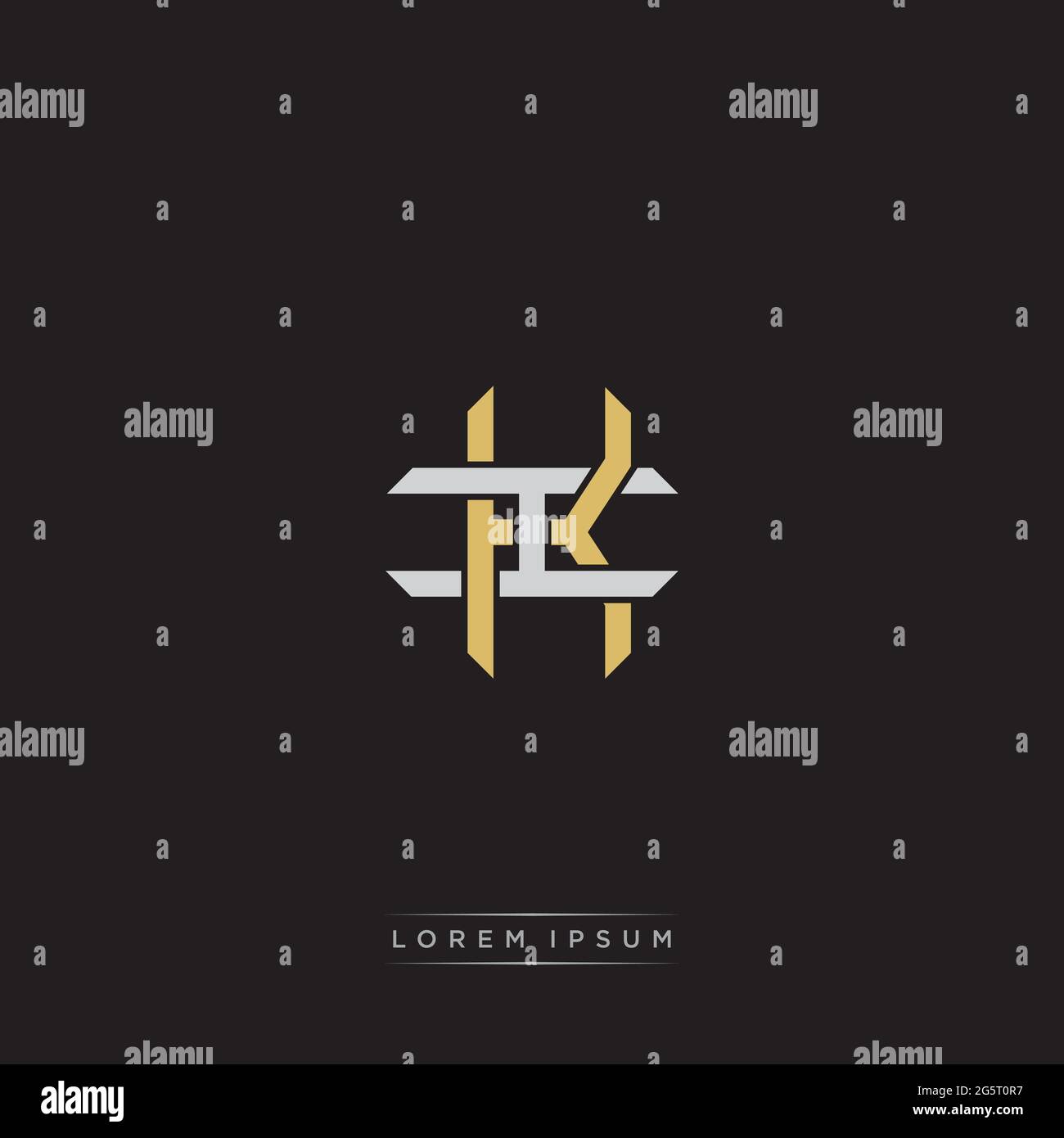 Initial Letter Overlapping Interlock Logo Monogramm Linie Art Stil auf schwarzem Hintergrund Vorlage isoliert Stock Vektor