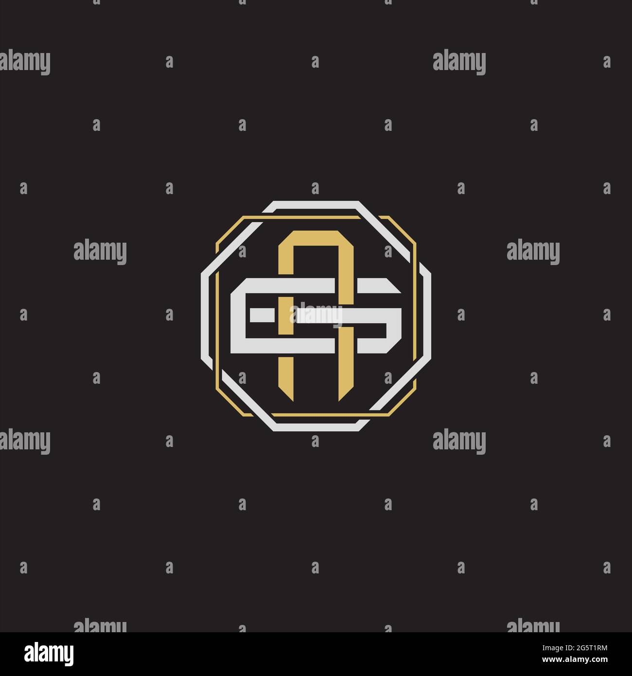 Initial Letter Overlapping Interlock Logo Monogramm Linie Art Stil auf schwarzem Hintergrund Vorlage isoliert Stock Vektor