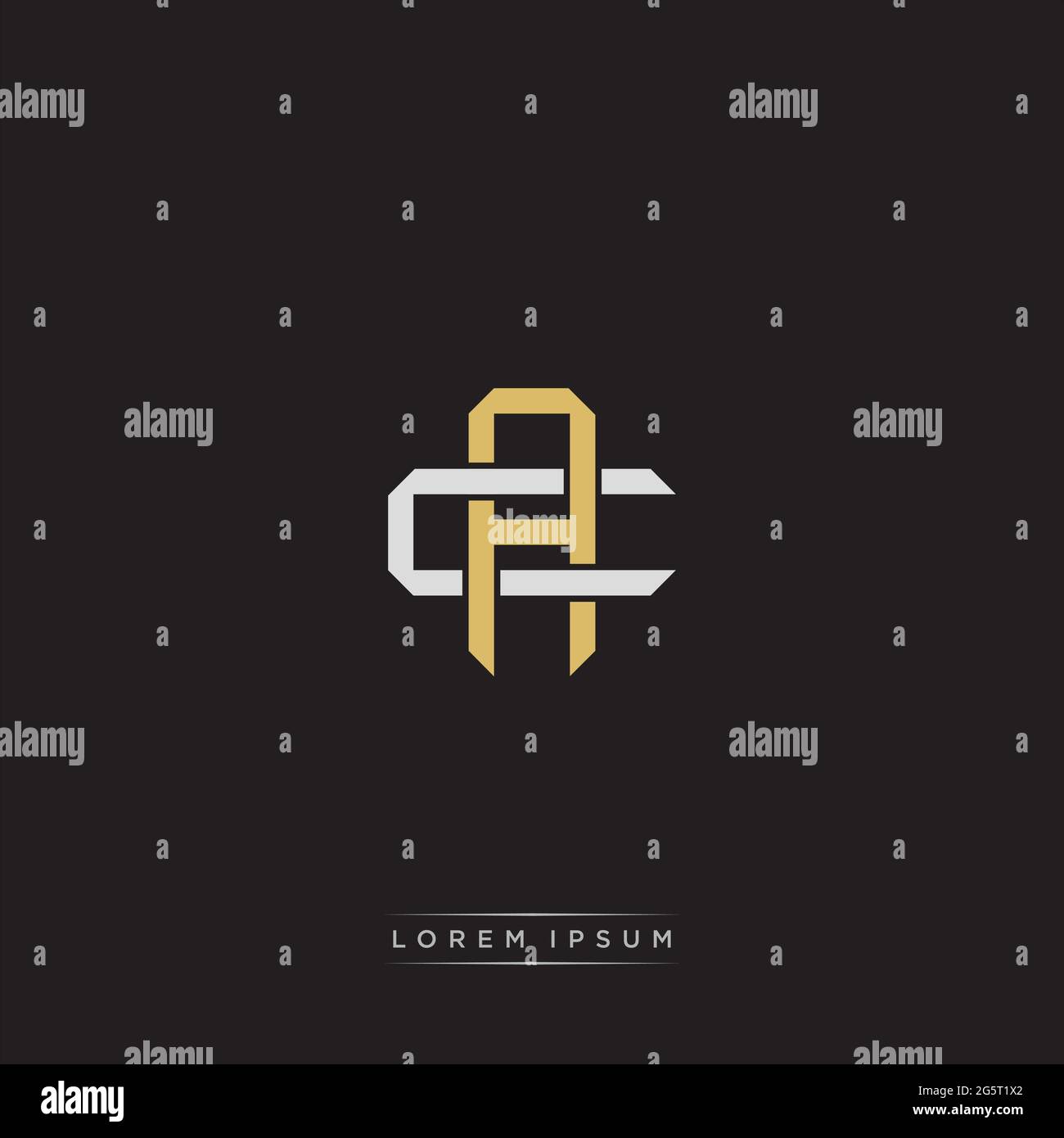 Initial Letter Overlapping Interlock Logo Monogramm Linie Art Stil auf schwarzem Hintergrund Vorlage isoliert Stock Vektor