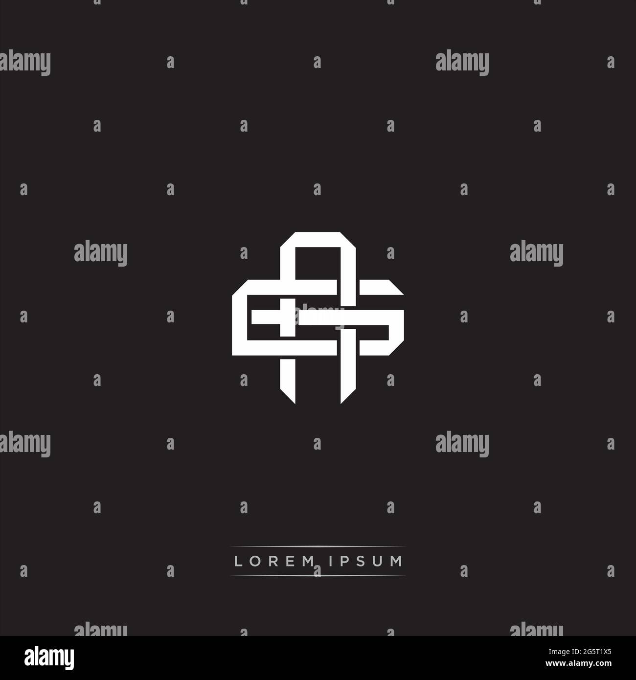 Initial Letter Overlapping Interlock Logo Monogramm Linie Art Stil auf schwarzem Hintergrund Vorlage isoliert Stock Vektor
